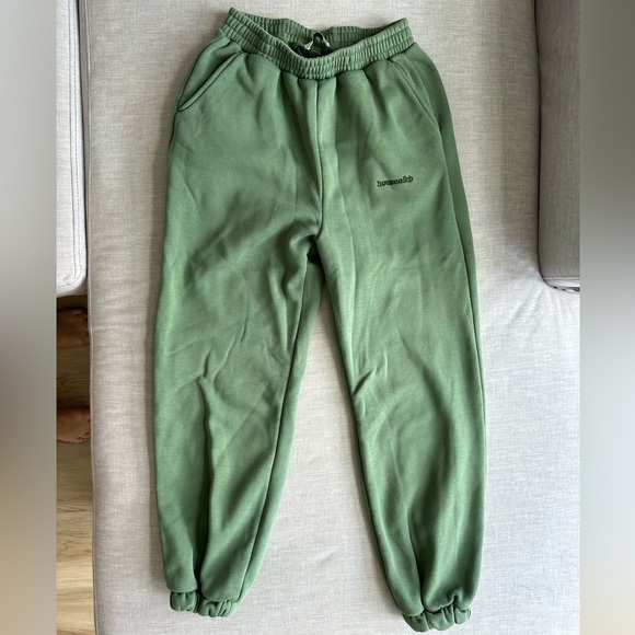 House of CB Cloud GREEN BRUSHBACK JOGGING TROUSERS - Picture 8 of 11